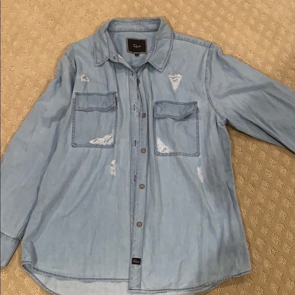 NWOT Rails Distressed denim shirt
